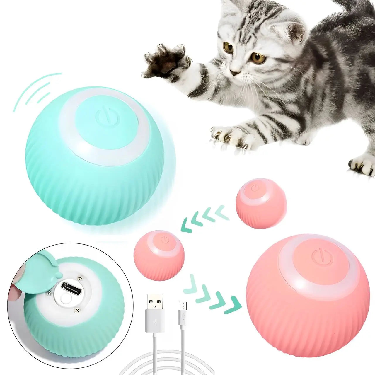 Gato Bola Brinquedo Elétrico Automático Rotação USB Recarga Brinquedos Interativos Interessante Gatinho Cão Acessórios