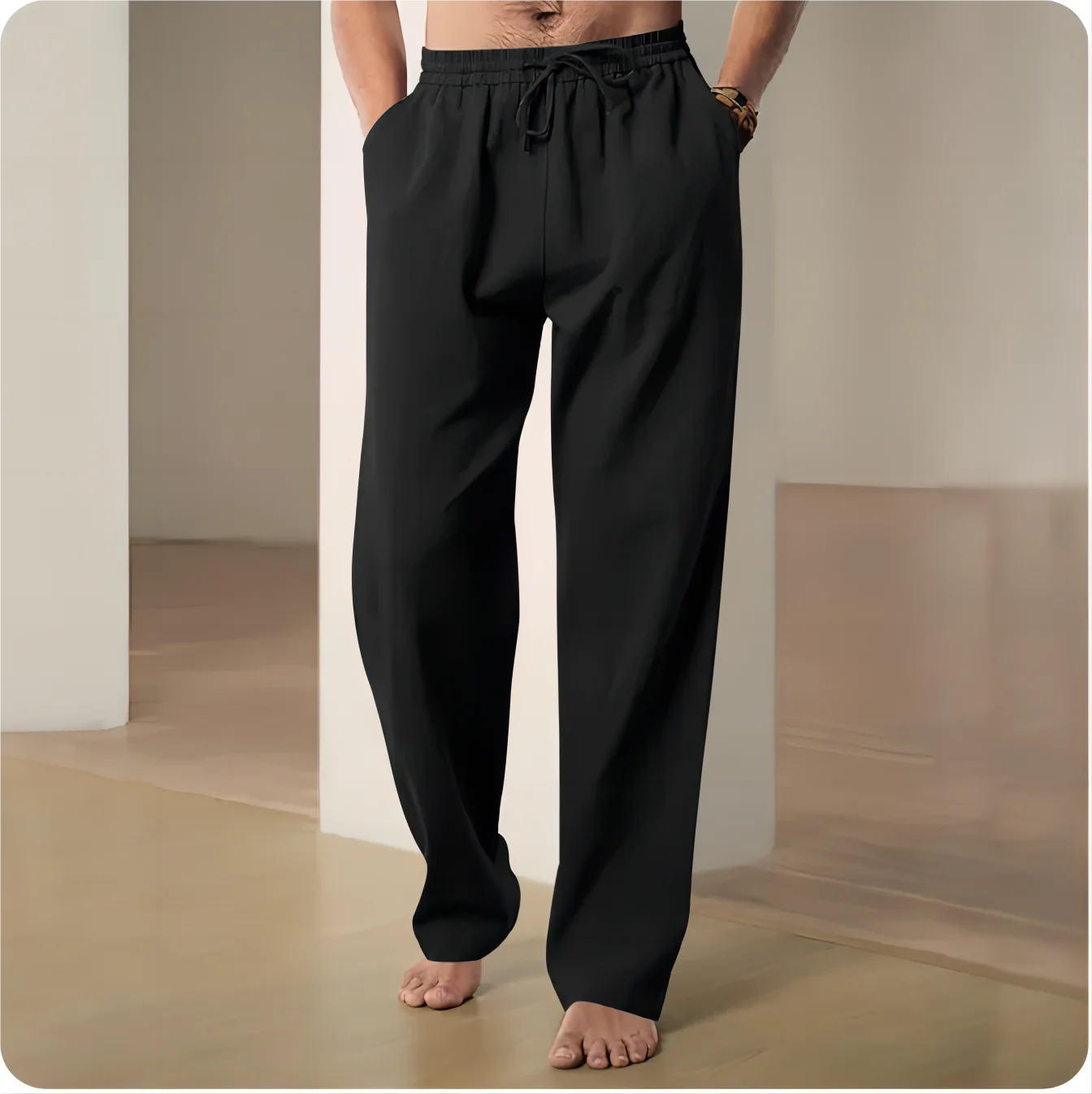 2025 novos homens primavera verão qualidade calças dos homens algodão cânhamo respirável confortável casual casa calças retas de linho calças masculinas