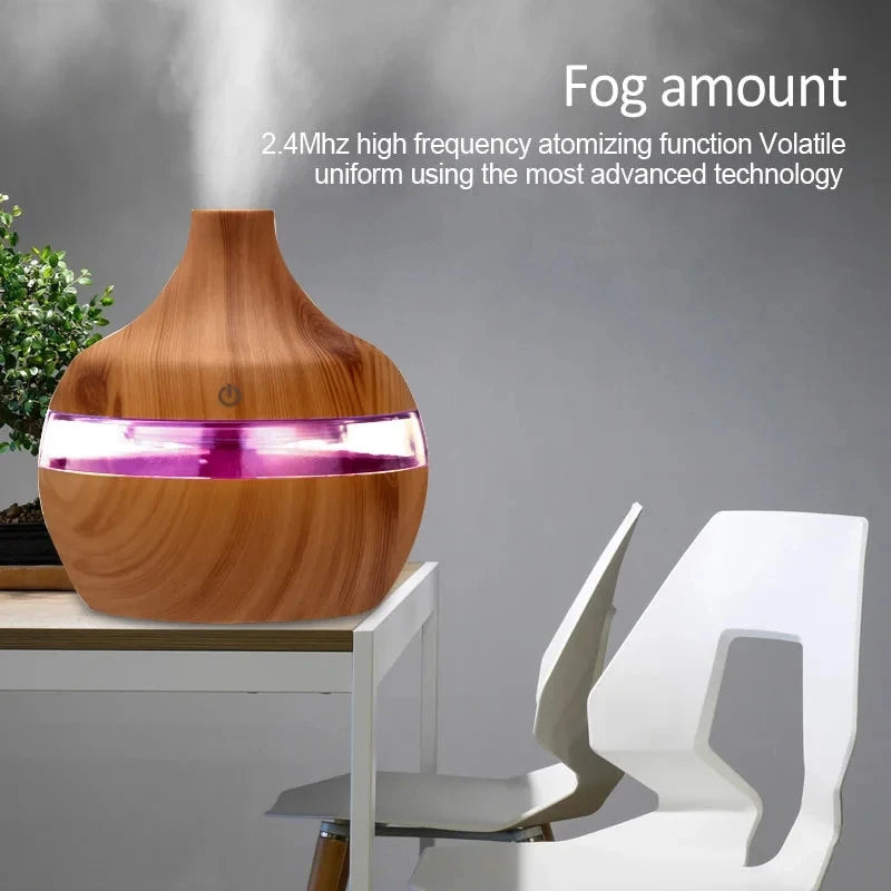 Umidificador elétrico aroma difusor de ar madeira umidificador de ar ultrassônico óleo essencial aromaterapia fabricante de névoa fria para casa 300ml