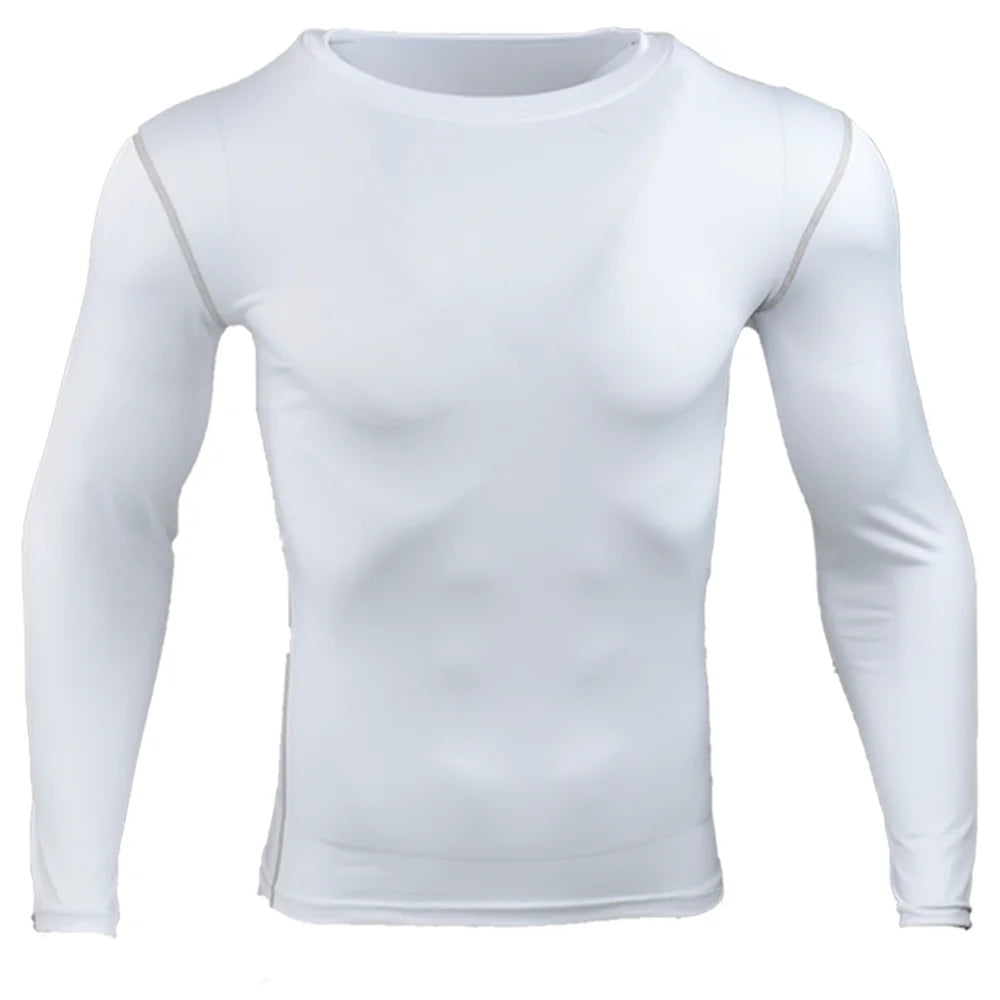 Homens compressão correndo camiseta ginásio treinamento esportivo jogging camisas de fitness apertado manga longa esporte camiseta roupas secagem rápida