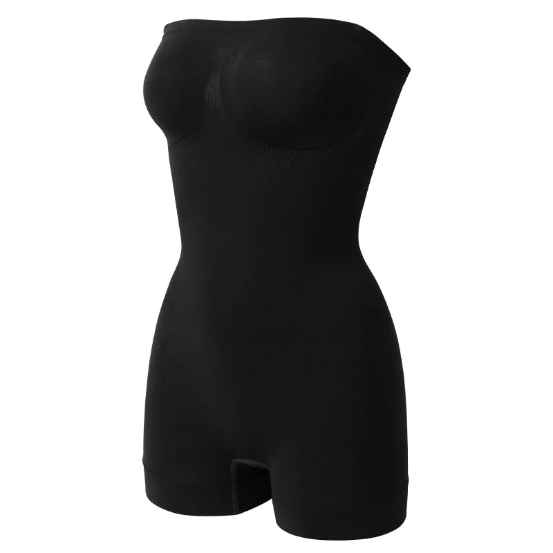 Novo bodysuit sem alças fora do ombro tubo superior shorts femininos shapewear barriga controle corpo shaper sexy fajas roupa interior magro