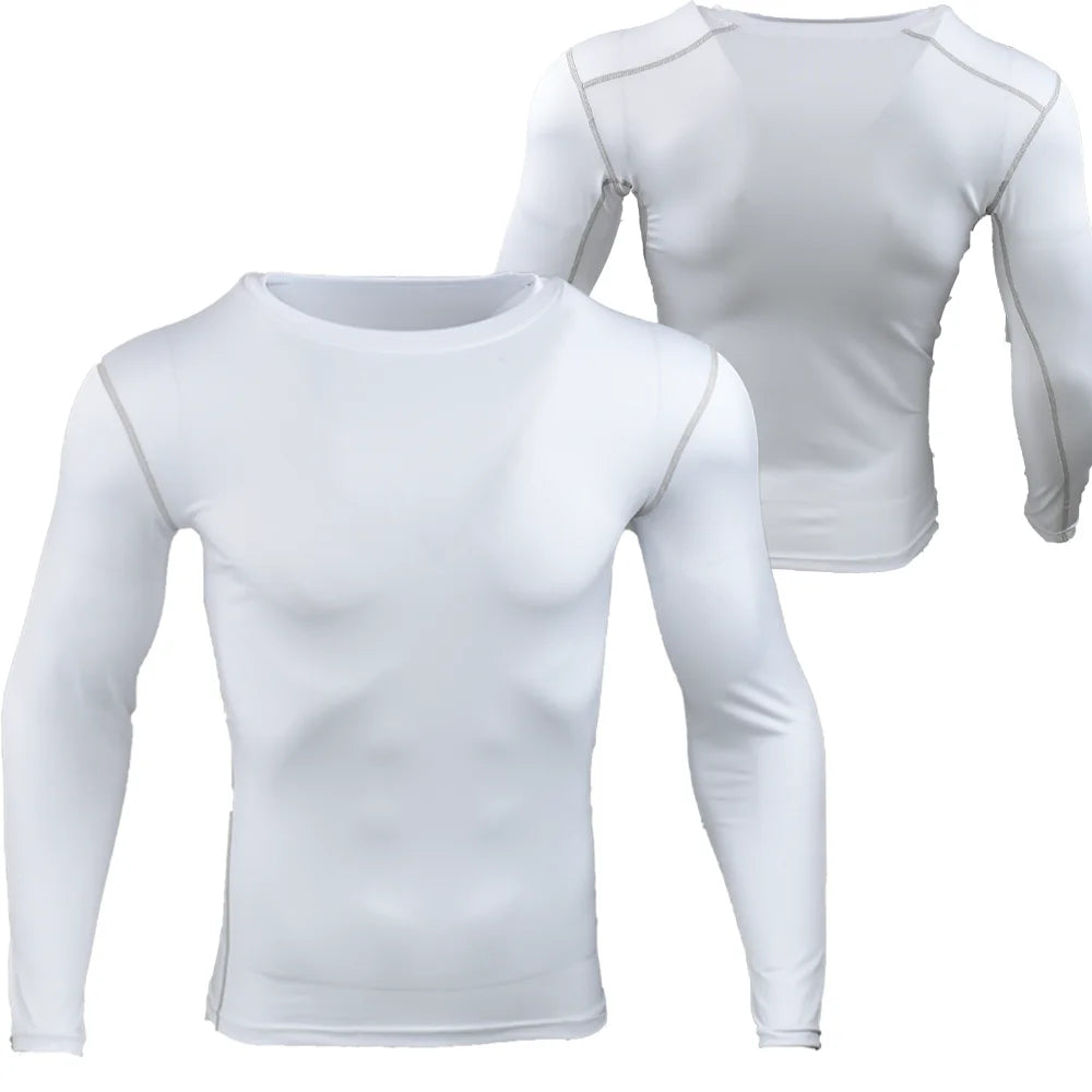 Homens compressão correndo camiseta ginásio treinamento esportivo jogging camisas de fitness apertado manga longa esporte camiseta roupas secagem rápida