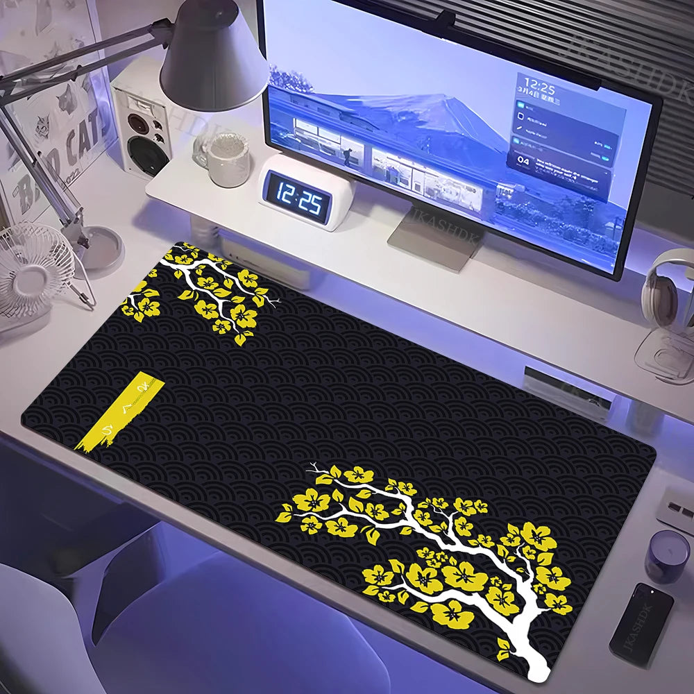 Estilo japonês rosa flor de cerejeira mousepad sakura mouse pad gamer grande 800x300mm tapetes de mesa teclado borracha antiderrapante tapete de mesa