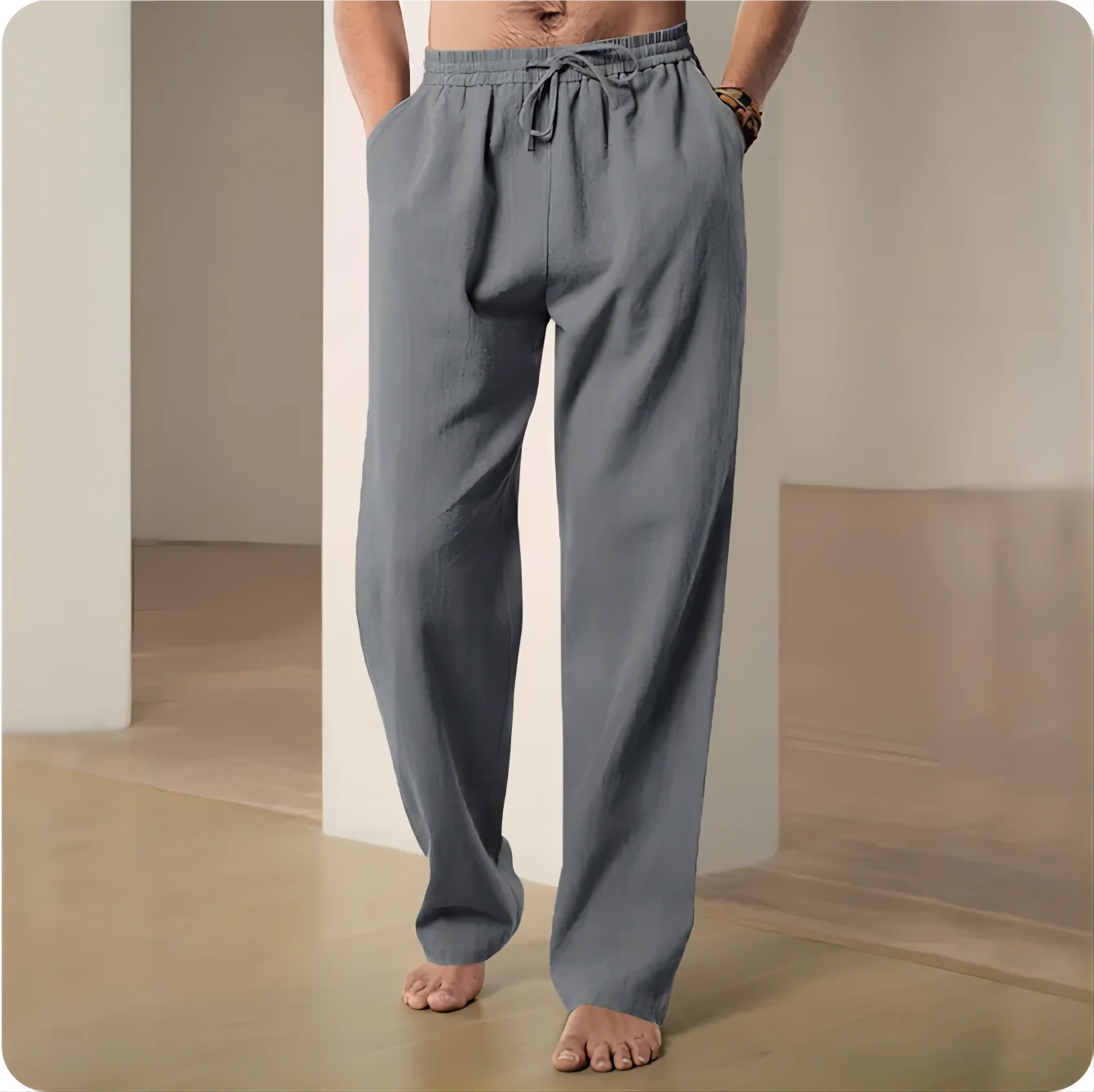 2025 novos homens primavera verão qualidade calças dos homens algodão cânhamo respirável confortável casual casa calças retas de linho calças masculinas