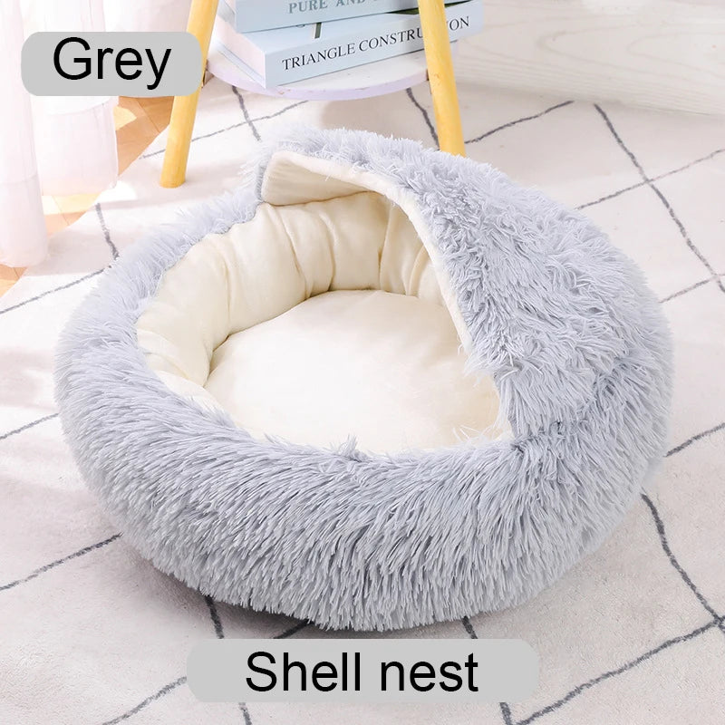 Cama longa de pelúcia para gatos, cesta para cães, almofada, cama para gatos, animais, sofá de dormir, 40-60cm, cama redonda para animais de estimação, cama grande para cães, super macia