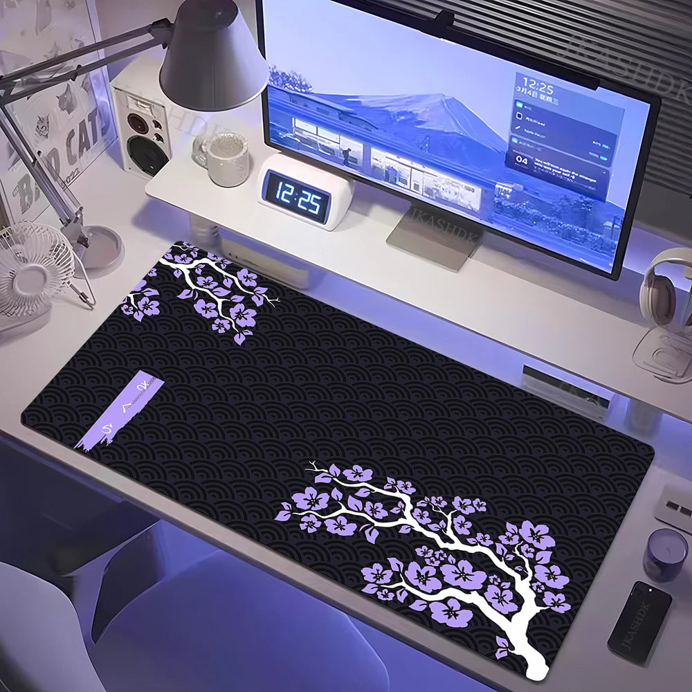 Estilo japonês rosa flor de cerejeira mousepad sakura mouse pad gamer grande 800x300mm tapetes de mesa teclado borracha antiderrapante tapete de mesa