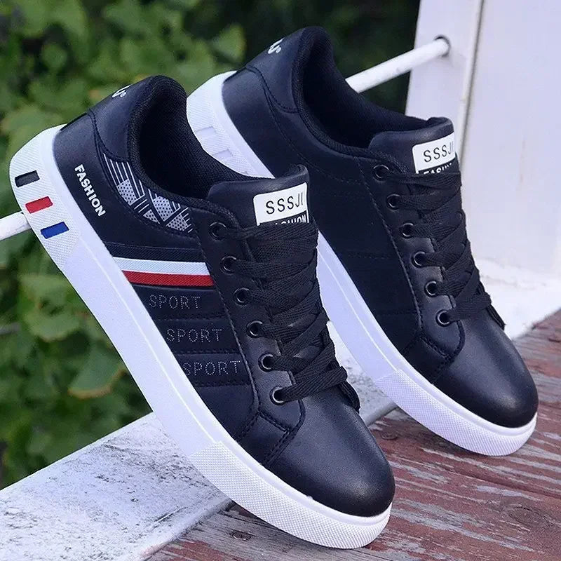 Homens tênis sapatos casuais homens apartamentos zapatillas hombre leve couro do plutônio respirável sapato dos homens branco esportes tenis sapatos