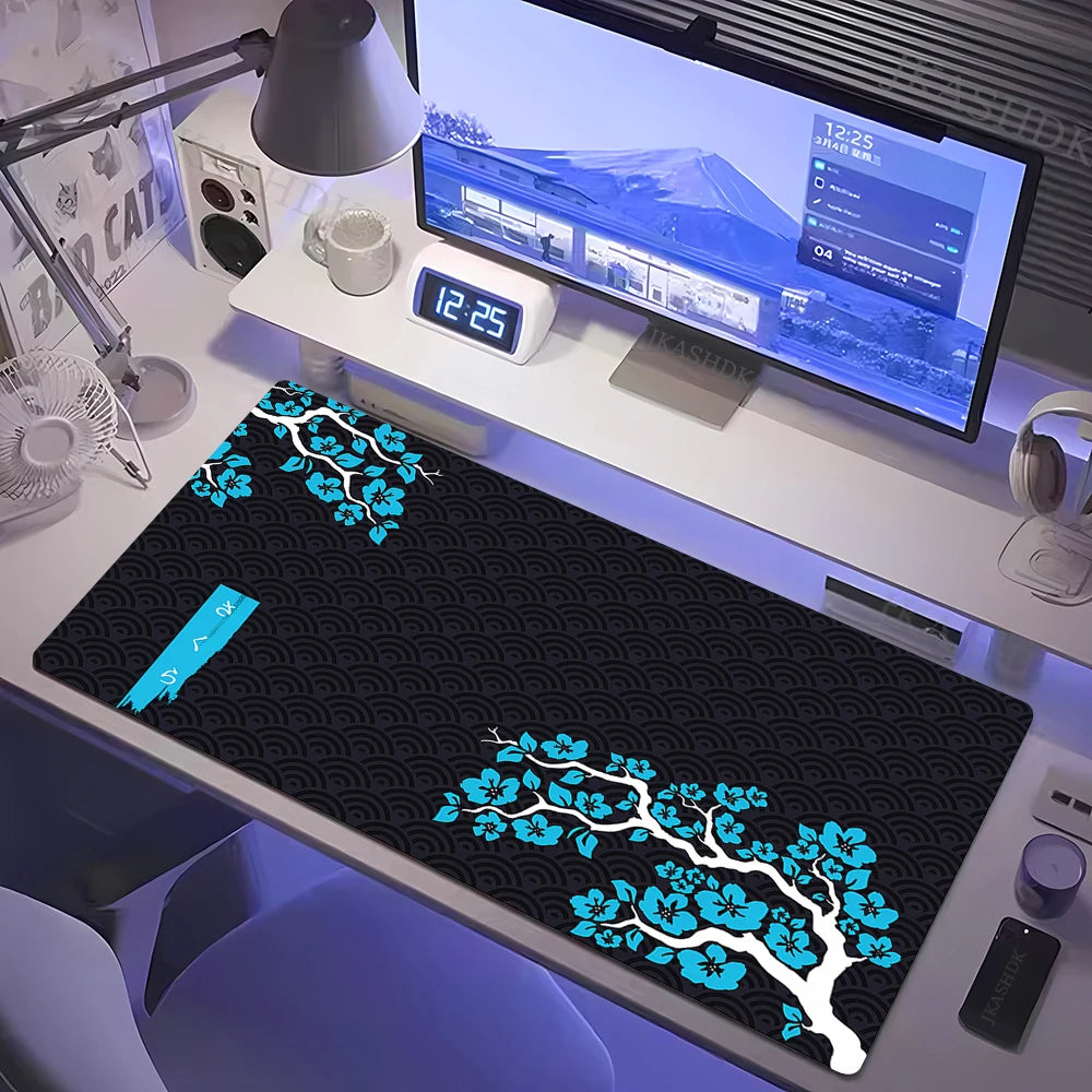 Estilo japonês rosa flor de cerejeira mousepad sakura mouse pad gamer grande 800x300mm tapetes de mesa teclado borracha antiderrapante tapete de mesa