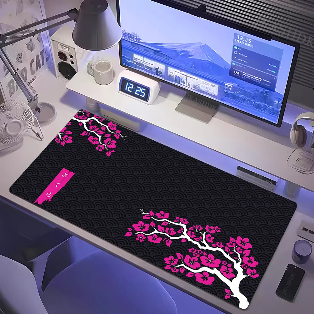 Estilo japonês rosa flor de cerejeira mousepad sakura mouse pad gamer grande 800x300mm tapetes de mesa teclado borracha antiderrapante tapete de mesa