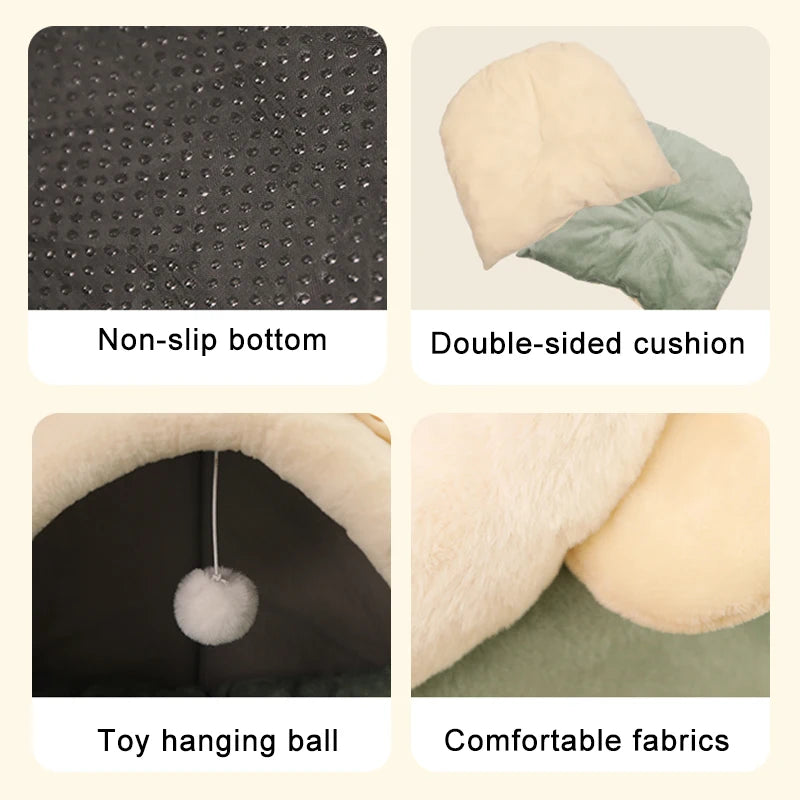 Cama de gato para dormir profundo, cama de desenho animado para animais de estimação, dobrável, removível, lavável, cama de dormir para cães pequenos, saco de chão, cama de gatos