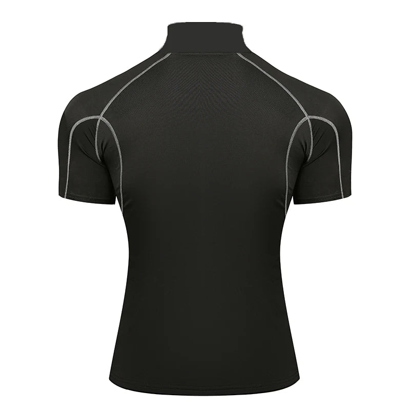 Camiseta de compressão masculina musculação roupas esportivas manga curta camisas de treino de secagem rápida esporte topos t ginásio correndo camiseta