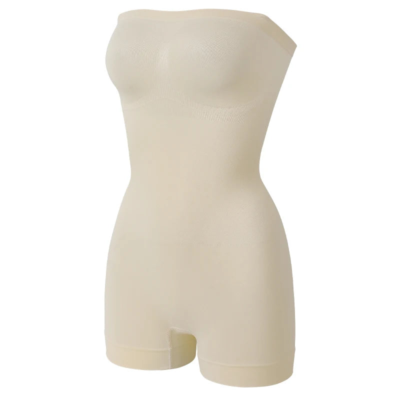 Novo bodysuit sem alças fora do ombro tubo superior shorts femininos shapewear barriga controle corpo shaper sexy fajas roupa interior magro