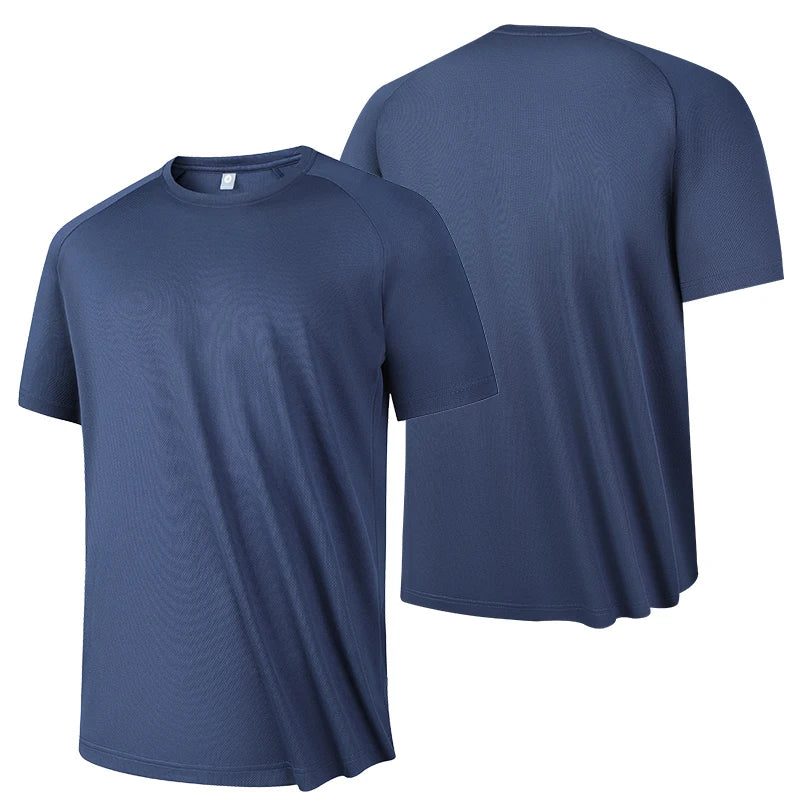 Homens de alta qualidade respirável secagem rápida correndo esportes fitness respirável confortável manga curta camiseta casual luz ginásio topos