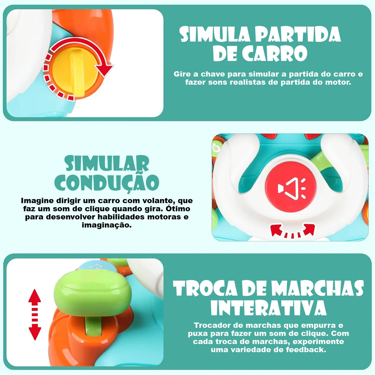 Brinquedos de Viagem de Aprendizagem Sensorial para Bebês Montessori com Som e Luz - Brinquedos Musicais com Volante para Bebês