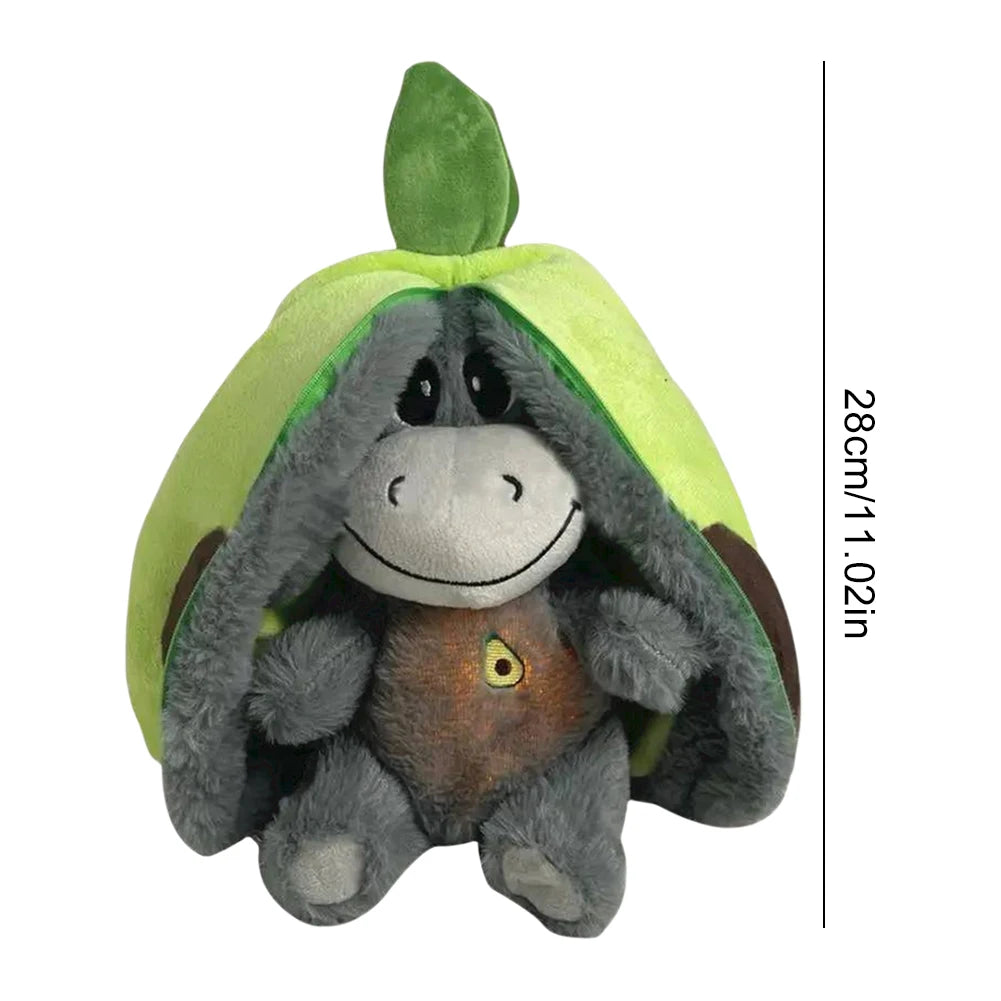 30cm bebê morango burro brinquedo de pelúcia com luzes respiração burro dormir boneca recheado criativo em frutas transformar boneca presente