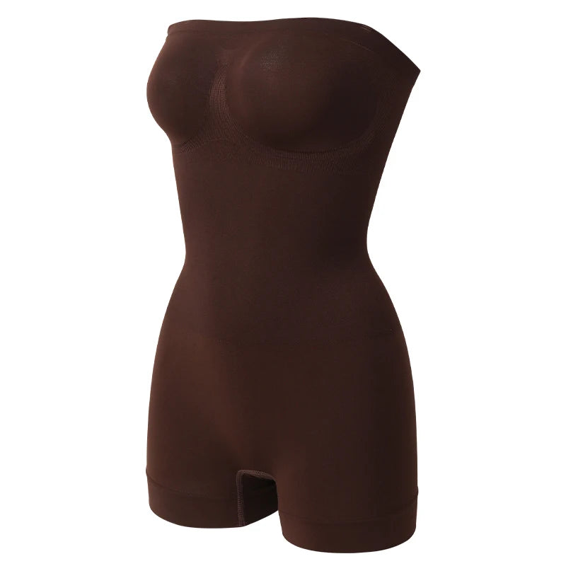 Novo bodysuit sem alças fora do ombro tubo superior shorts femininos shapewear barriga controle corpo shaper sexy fajas roupa interior magro