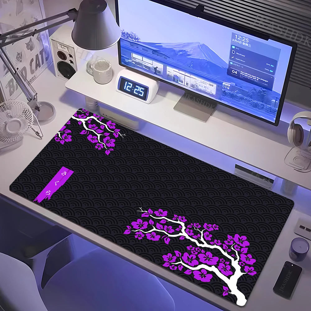 Estilo japonês rosa flor de cerejeira mousepad sakura mouse pad gamer grande 800x300mm tapetes de mesa teclado borracha antiderrapante tapete de mesa