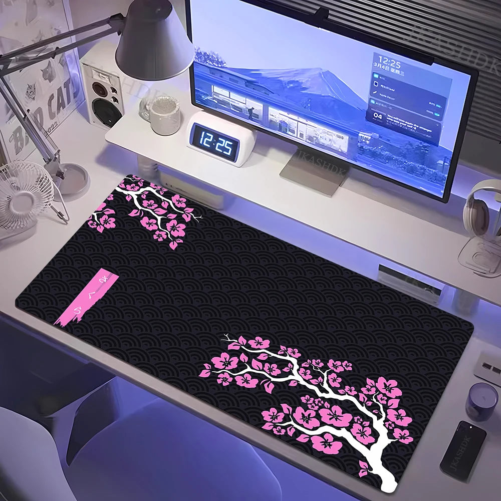 Estilo japonês rosa flor de cerejeira mousepad sakura mouse pad gamer grande 800x300mm tapetes de mesa teclado borracha antiderrapante tapete de mesa