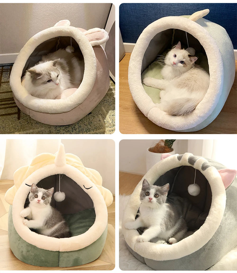 Cama de gato para dormir profundo, cama de desenho animado para animais de estimação, dobrável, removível, lavável, cama de dormir para cães pequenos, saco de chão, cama de gatos