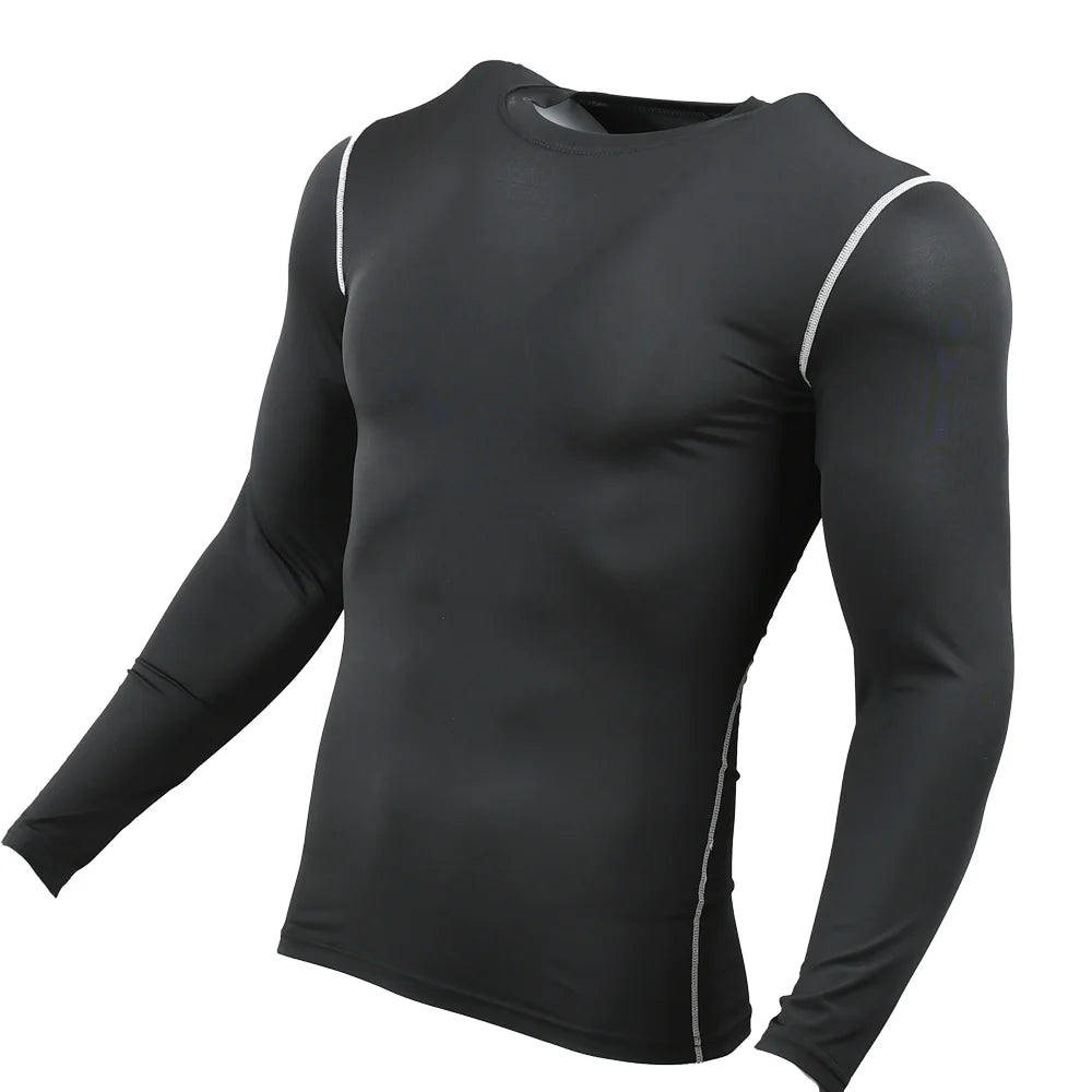 Homens compressão correndo camiseta ginásio treinamento esportivo jogging camisas de fitness apertado manga longa esporte camiseta roupas secagem rápida