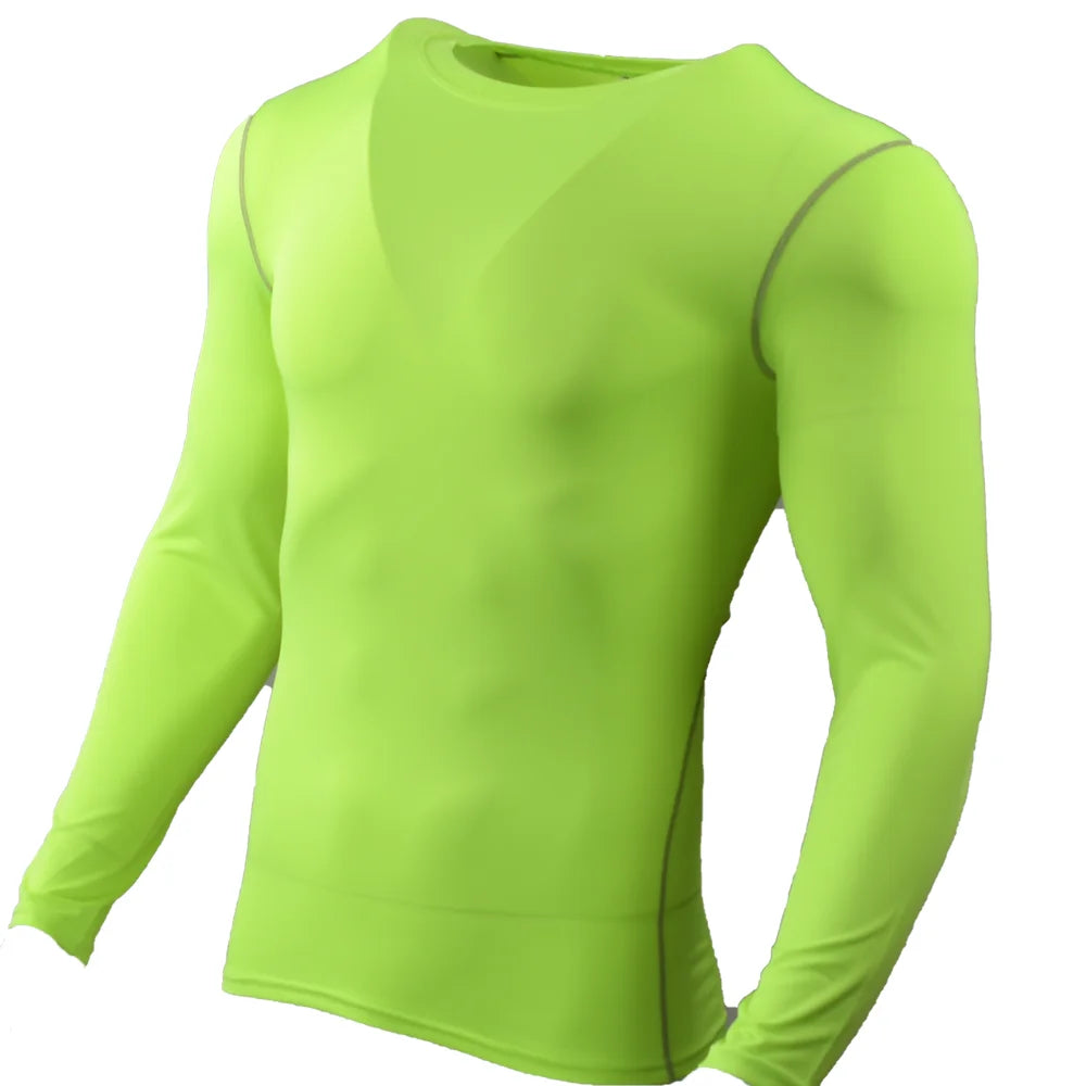 Homens compressão correndo camiseta ginásio treinamento esportivo jogging camisas de fitness apertado manga longa esporte camiseta roupas secagem rápida