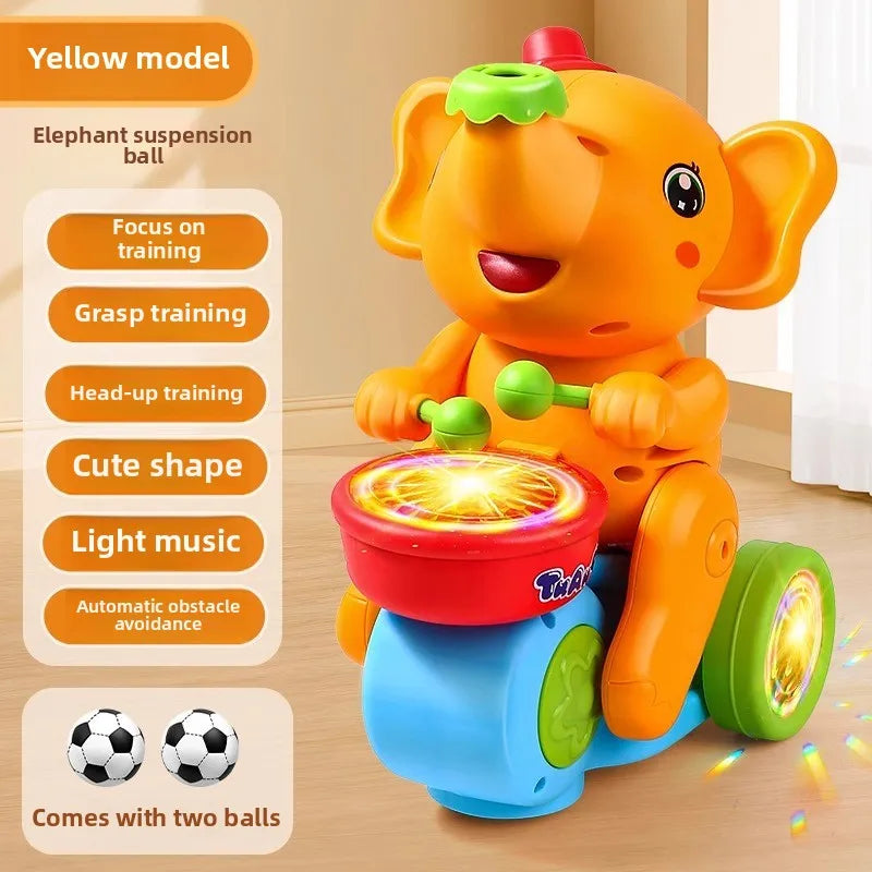 Musical andando elefante baterista brinquedos para criança brinquedo musical com luz led música sensorial atividade brinquedos aprendizagem brinquedos educativos
