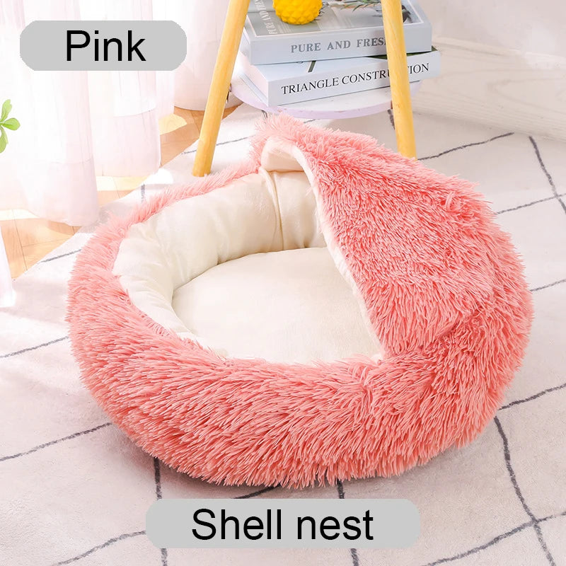 Cama longa de pelúcia para gatos, cesta para cães, almofada, cama para gatos, animais, sofá de dormir, 40-60cm, cama redonda para animais de estimação, cama grande para cães, super macia