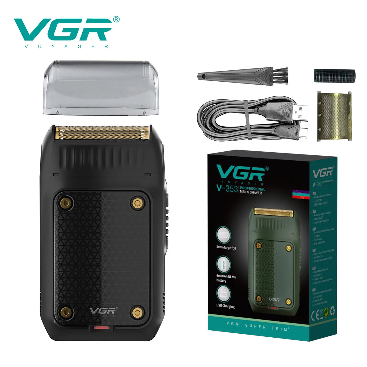 Vgr V-353 barbeador profissional navalha elétrica máquina de barbear portátil aparador de barba recarregável mini barbeador para homem