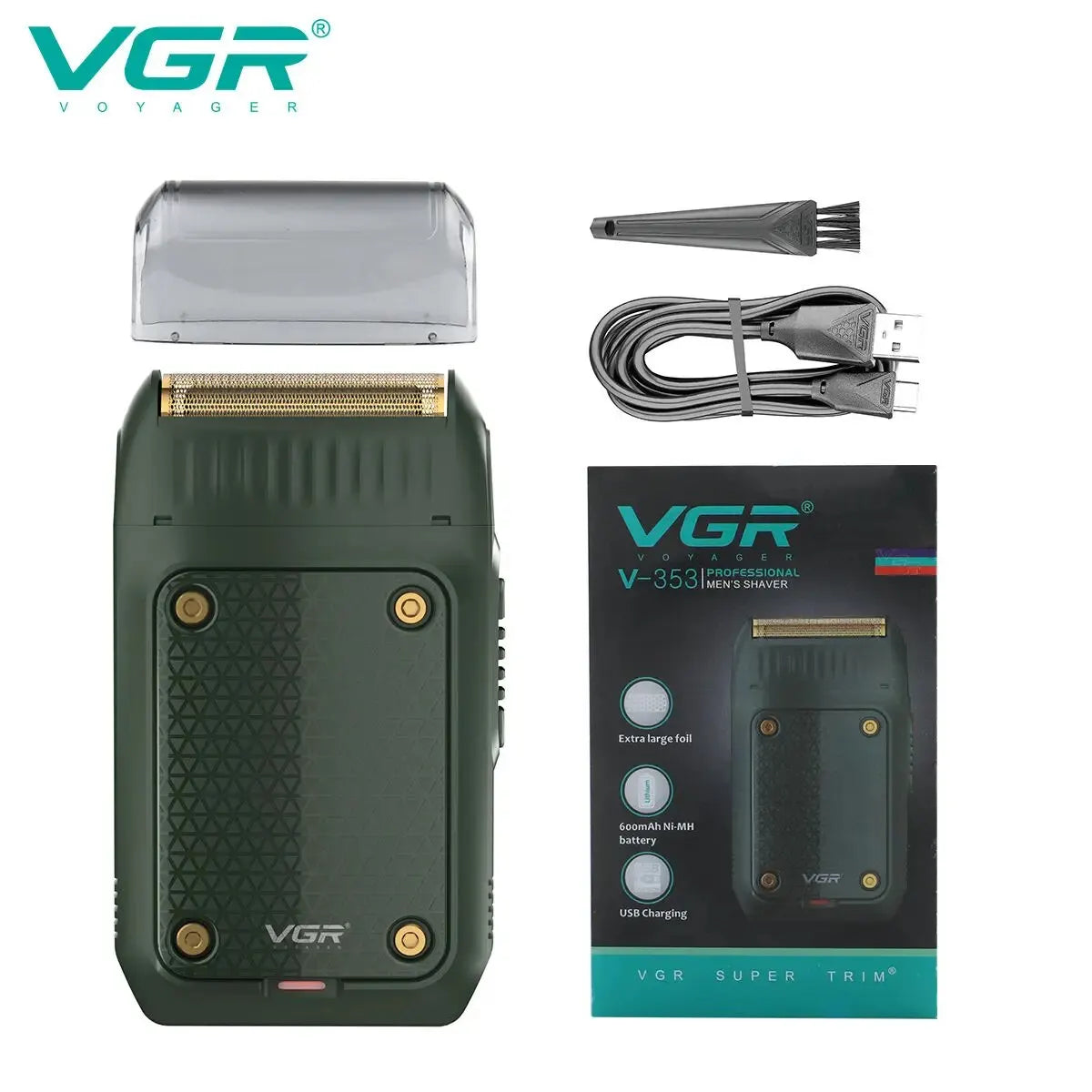 Vgr V-353 barbeador profissional navalha elétrica máquina de barbear portátil aparador de barba recarregável mini barbeador para homem