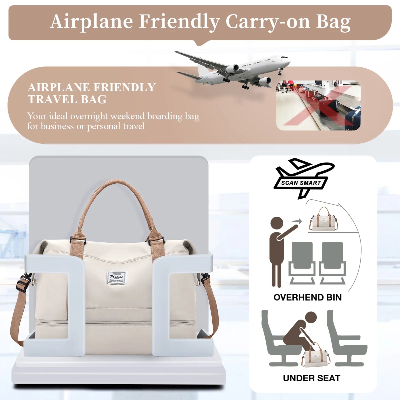 Bolsas de fim de semana para mulheres, bolsa de viagem para itens pessoais com compartimento para sapatos, bolsa de viagem noturna com bolsa de higiene pessoal