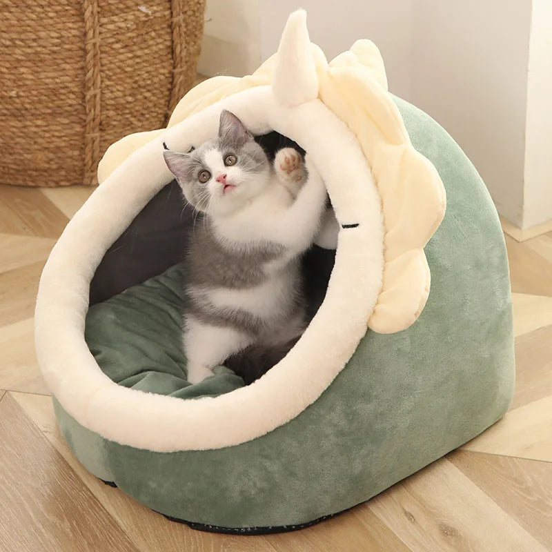 Cama de gato para dormir profundo, cama de desenho animado para animais de estimação, dobrável, removível, lavável, cama de dormir para cães pequenos, saco de chão, cama de gatos