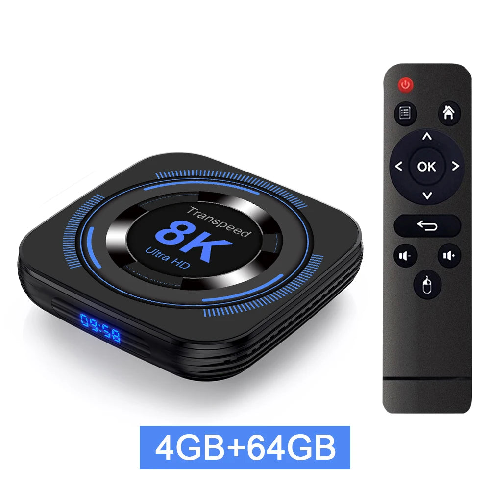 Transpeed-Android 12 TV Set Top Box, Allwinner H618, Wi-Fi duplo, 32G, 64G, Quad Core, Cortex, A53, Suporte 8K, 4K, BT, Voz Media Player