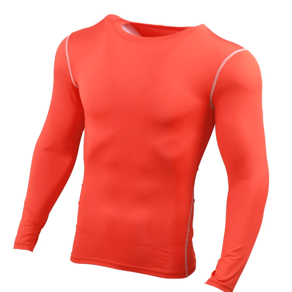 Homens compressão correndo camiseta ginásio treinamento esportivo jogging camisas de fitness apertado manga longa esporte camiseta roupas secagem rápida