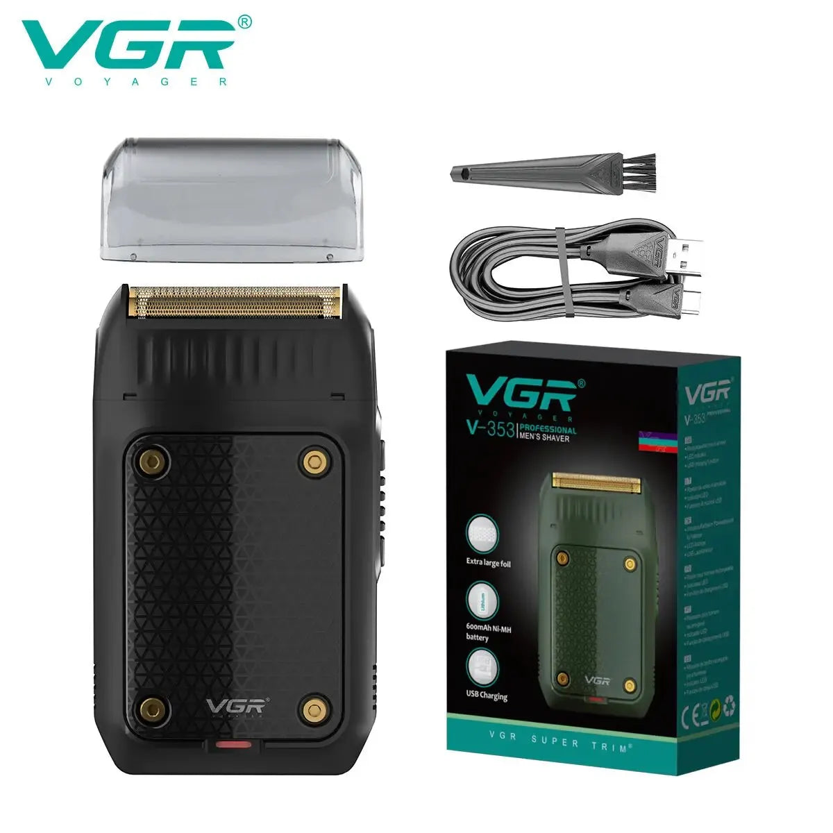 Vgr V-353 barbeador profissional navalha elétrica máquina de barbear portátil aparador de barba recarregável mini barbeador para homem