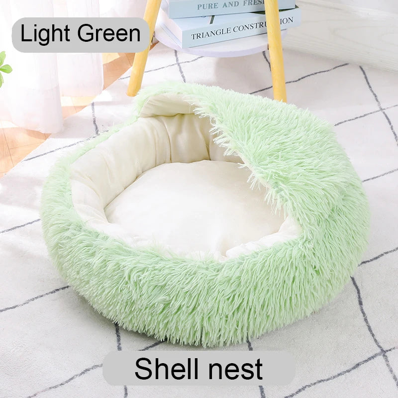 Cama longa de pelúcia para gatos, cesta para cães, almofada, cama para gatos, animais, sofá de dormir, 40-60cm, cama redonda para animais de estimação, cama grande para cães, super macia