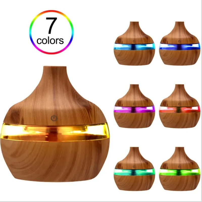 Umidificador elétrico aroma difusor de ar madeira umidificador de ar ultrassônico óleo essencial aromaterapia fabricante de névoa fria para casa 300ml