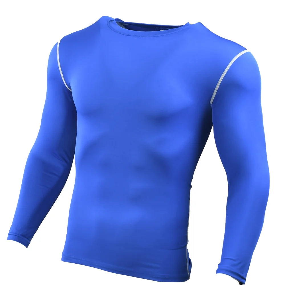 Homens compressão correndo camiseta ginásio treinamento esportivo jogging camisas de fitness apertado manga longa esporte camiseta roupas secagem rápida