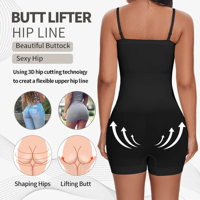 Novo bodysuit sem alças fora do ombro tubo superior shorts femininos shapewear barriga controle corpo shaper sexy fajas roupa interior magro