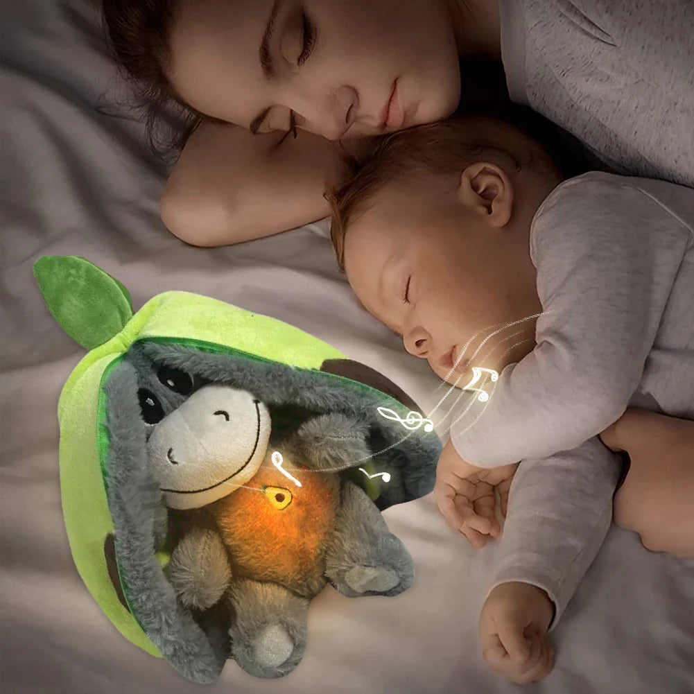 30cm bebê morango burro brinquedo de pelúcia com luzes respiração burro dormir boneca recheado criativo em frutas transformar boneca presente