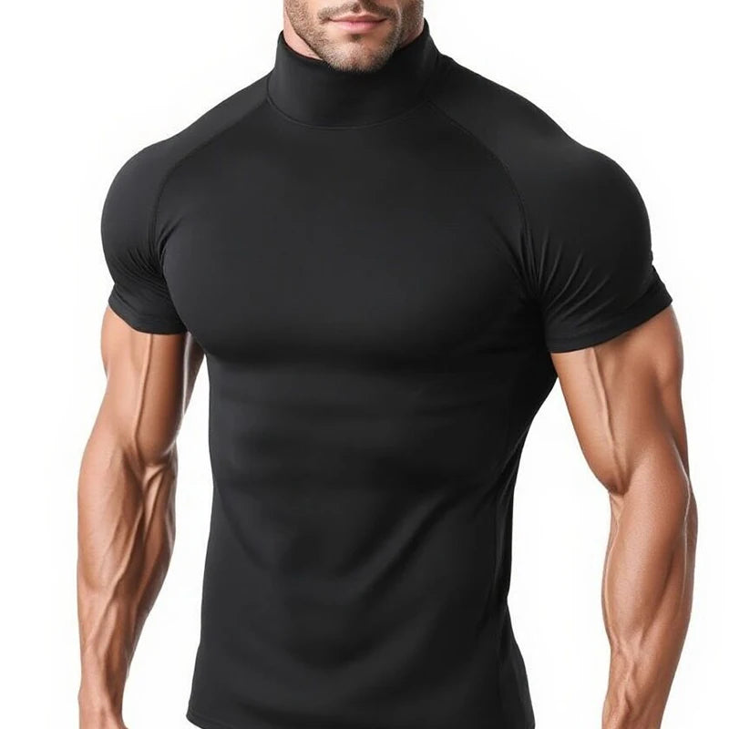 Camiseta de compressão masculina musculação roupas esportivas manga curta camisas de treino de secagem rápida esporte topos t ginásio correndo camiseta