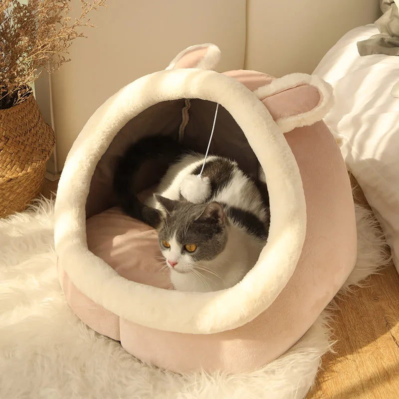 Cama de gato para dormir profundo, cama de desenho animado para animais de estimação, dobrável, removível, lavável, cama de dormir para cães pequenos, saco de chão, cama de gatos