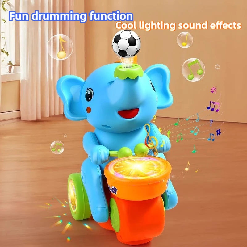 Musical andando elefante baterista brinquedos para criança brinquedo musical com luz led música sensorial atividade brinquedos aprendizagem brinquedos educativos