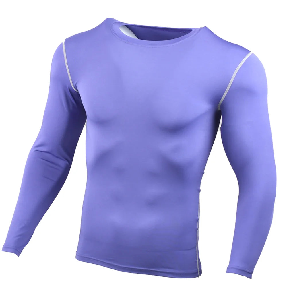 Homens compressão correndo camiseta ginásio treinamento esportivo jogging camisas de fitness apertado manga longa esporte camiseta roupas secagem rápida