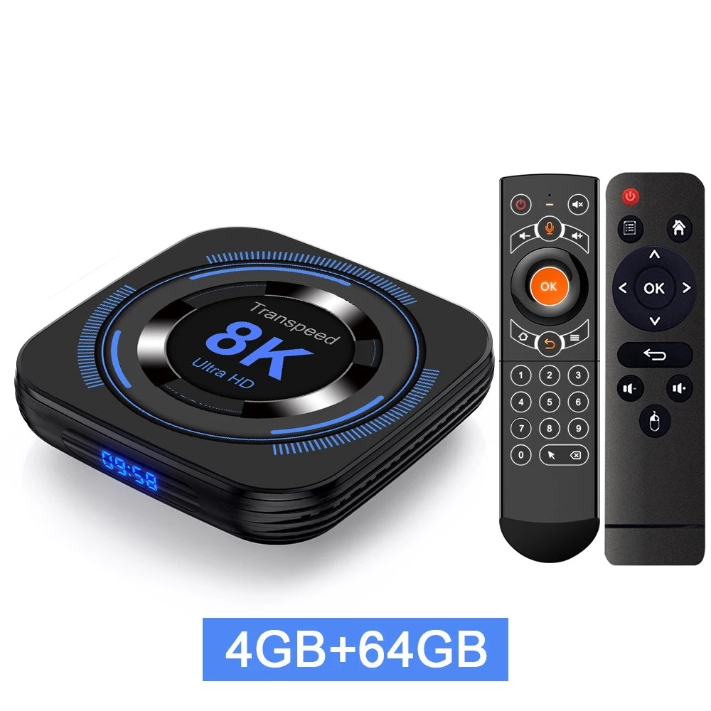 Transpeed-Android 12 TV Set Top Box, Allwinner H618, Wi-Fi duplo, 32G, 64G, Quad Core, Cortex, A53, Suporte 8K, 4K, BT, Voz Media Player