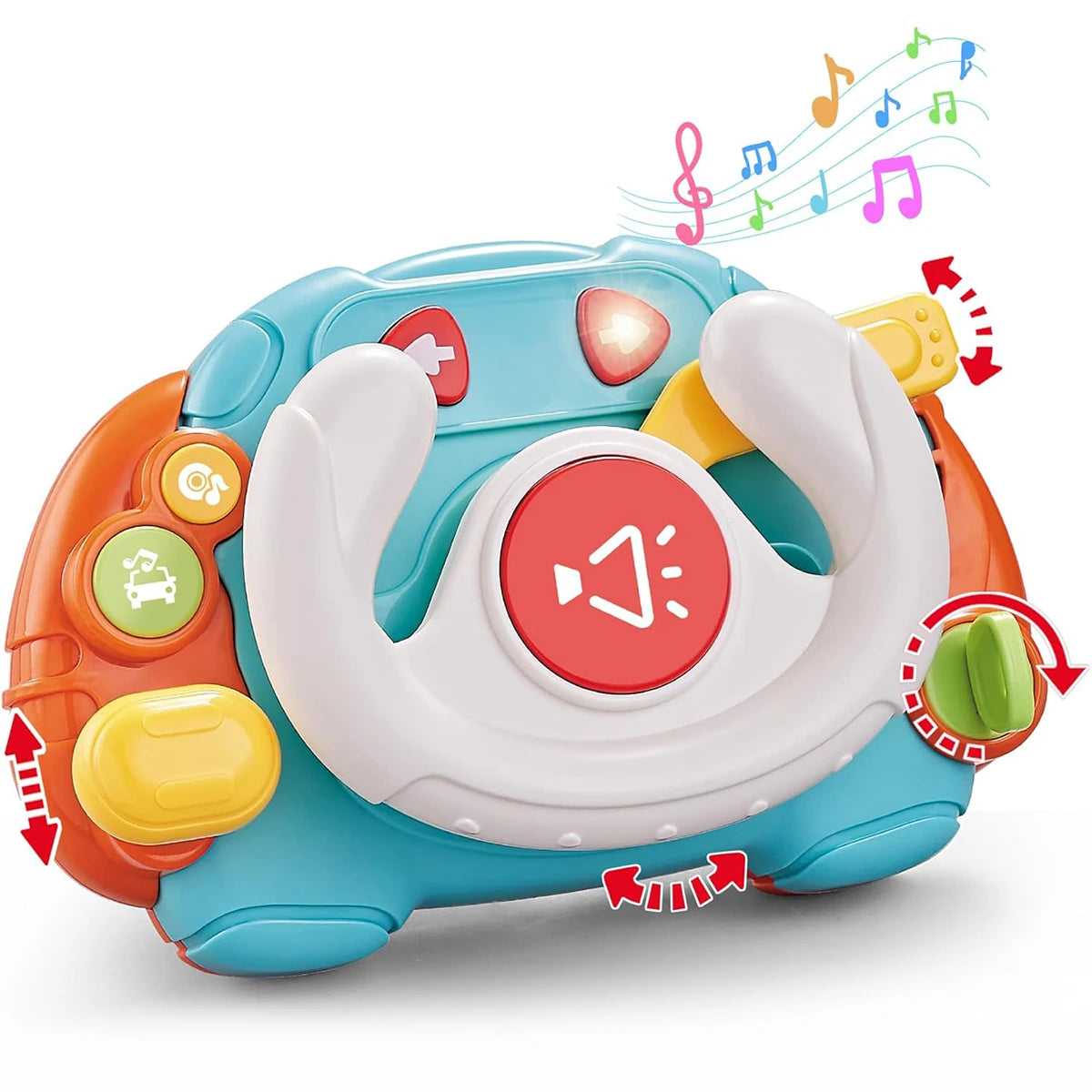 Brinquedos de Viagem de Aprendizagem Sensorial para Bebês Montessori com Som e Luz - Brinquedos Musicais com Volante para Bebês