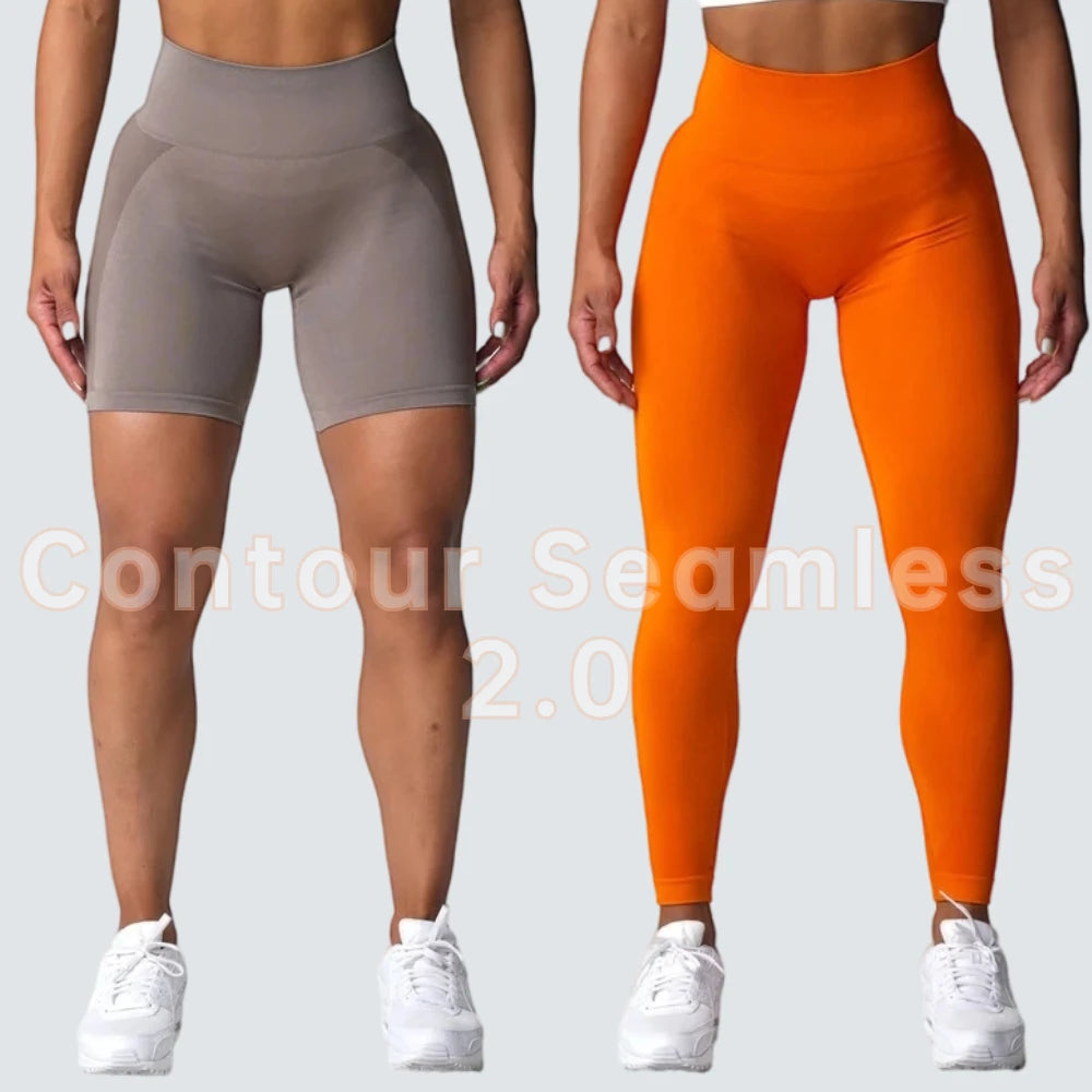 Contorno 2.0 sem costura leggings mulheres macio elastano shorts de ginásio esportes push up roupas de fitness cintura alta calças de yoga calças de treino