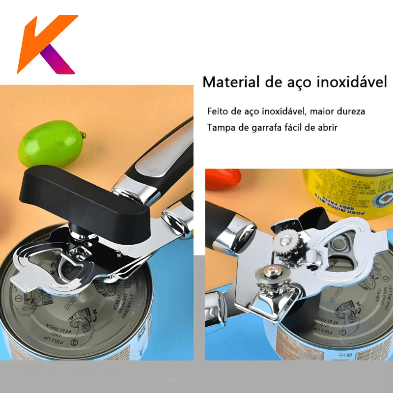 Abridor De Latas E Garrafas Aço Inox Profissional Para Cozinha