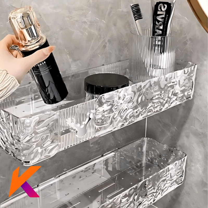 Suporte Organizador De Banheiro Para Shampoo E Cremes Sem Furos Prateleira Acrilico Com Adesivo