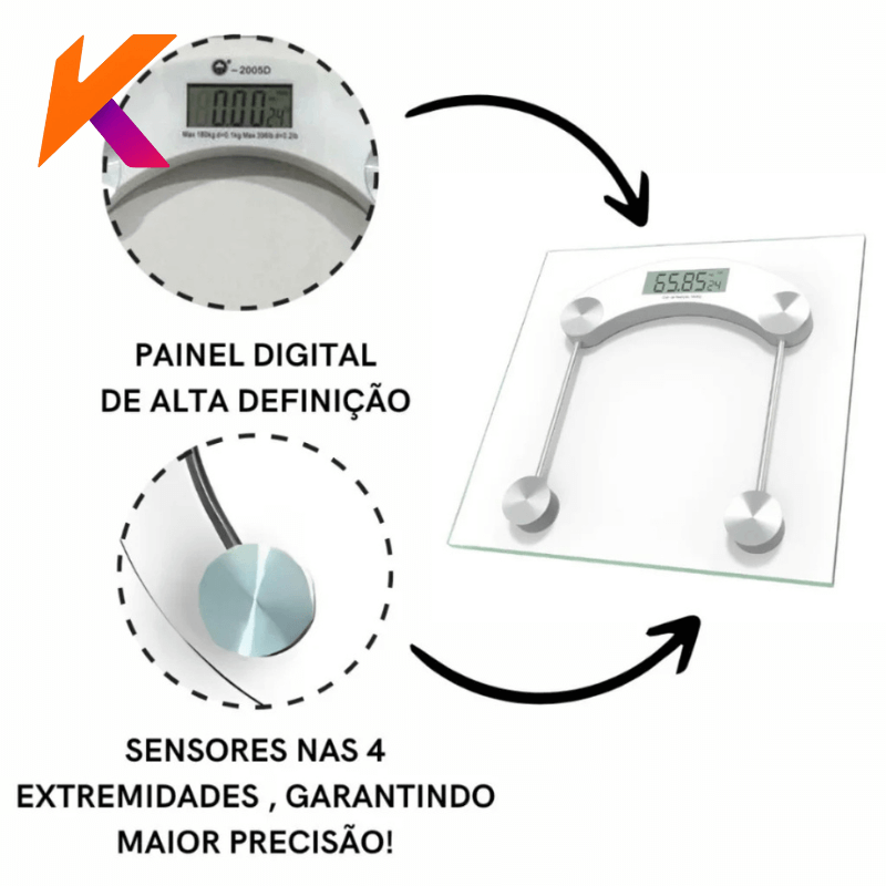 Balança Digital Corporal Bioimpedância até 180kg Medidora Peso Saúde Precisão Alta Performance Compacta Design Moderno