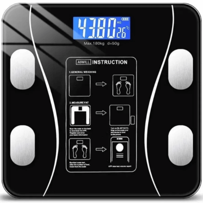 Balança Digital Corporal Bioimpedância até 180kg Medidora Peso Saúde Precisão Alta Performance Compacta Design Moderno